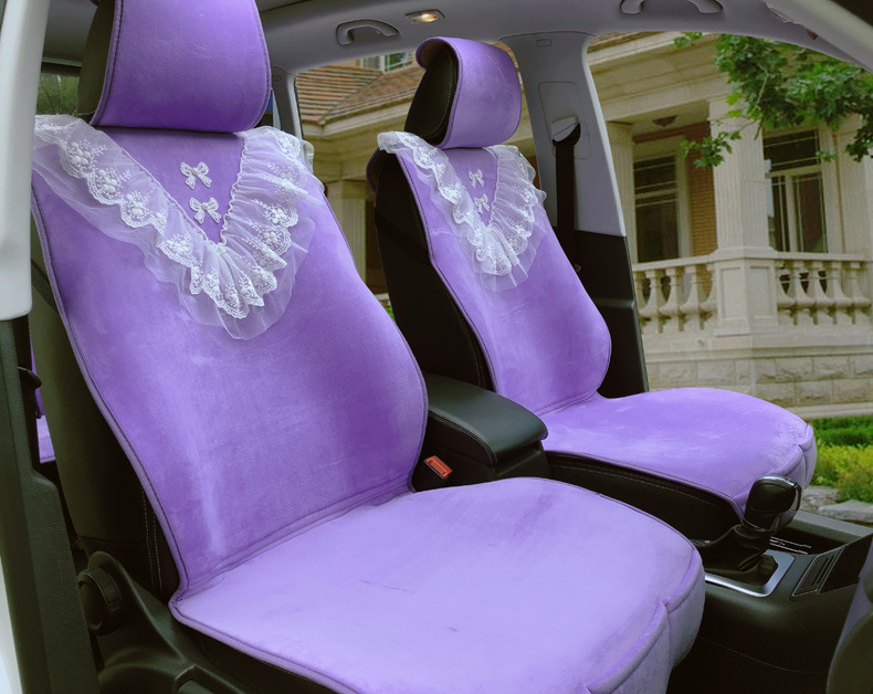 Korean Women's Lace New Car Seat Cushion Winter Plush Seat Cushion Short Plush Winter Fur Cushion Seat Cover