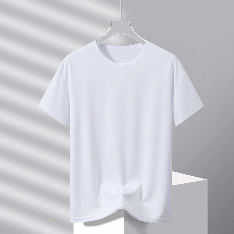 Summer T-shirt with a round collar for work, quick dry silk shirt