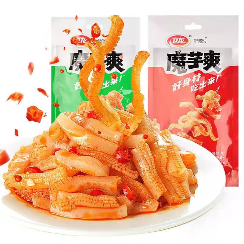 Weilong Konjac Snacks: Spicy Tofu Strips, Chewy Spicy Strips, Spicy Noodles, Nostalgic Seaweed Snacks, Spicy Vegetarian Meat