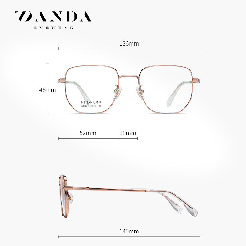 En stock al por mayor gafas de titanio puro st6221 moda hombres y mujeres pueden coincidir con gafas de miopía marco IP chapado ultraligero gafas lisas