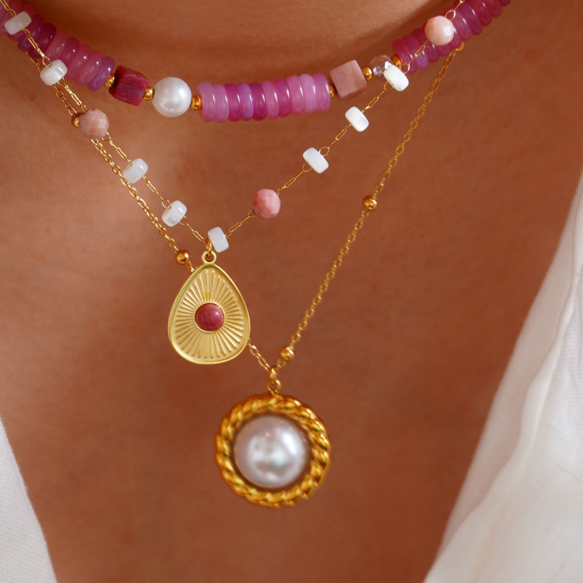 Simple Style Classic Style Natural Stone Titanium Steel Geometric Women's Jewelry Set display picture 4