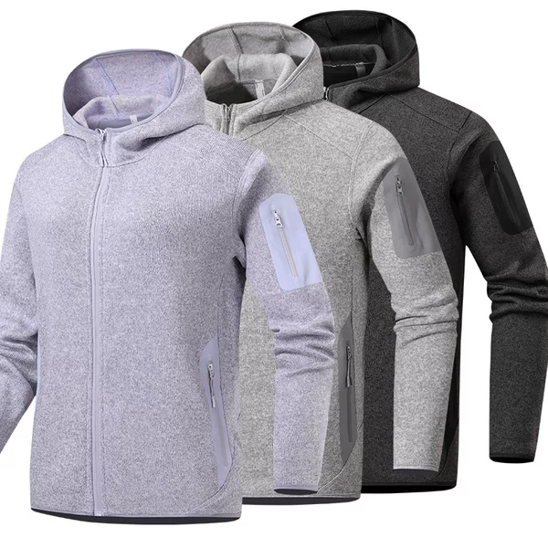 NiaoJia's same high-end spring and autumn outdoor hooded fleece jacket with zipper for men and women, suitable for couples, sports and casual wear