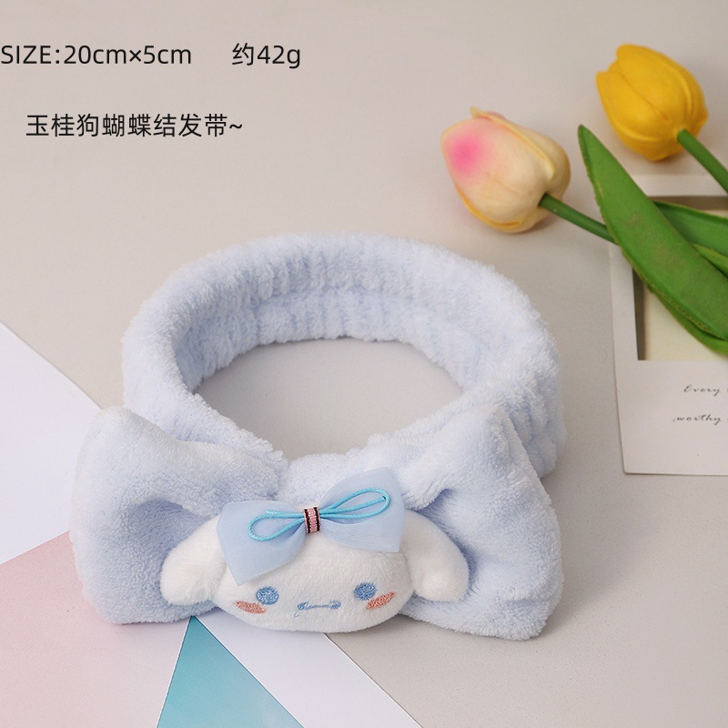 Linda diadema de perro de laurel de laurel de dibujos animados lindo diadema de esponja tridimensional Sanrio diadema de lavado de cara para niños tocado de presión de cabello al por mayor