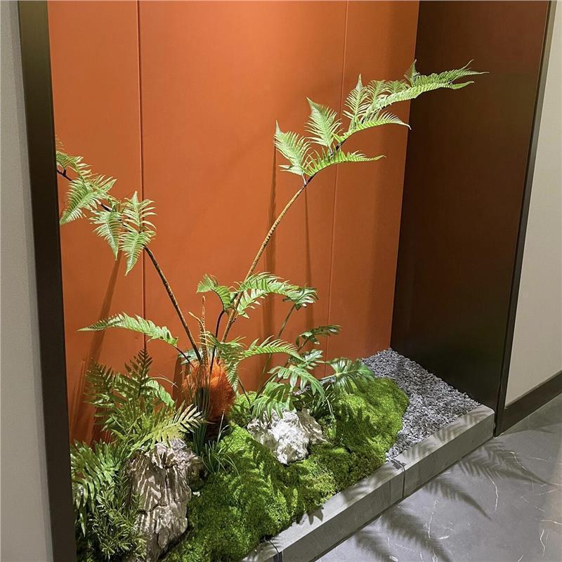 模擬緑の植物、ゴールデンシルクヘッドシダ、鉢植え、中国風の芸術的インスピレーション、リビングルーム、偽の緑の植物、装飾、造園、禅の装飾品|undefined