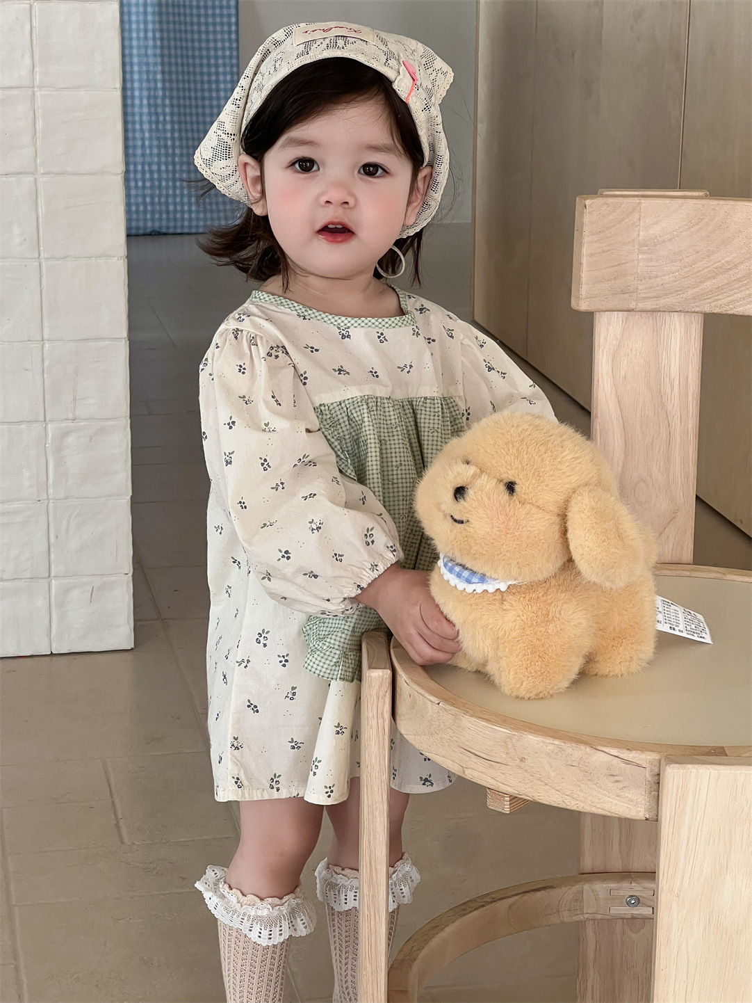 Vestido de manga larga para niñas, estilo coreano, ropa infantil, ropa de bebé, estilo otoñal, vestido de princesa, falda infantil nueva 2025