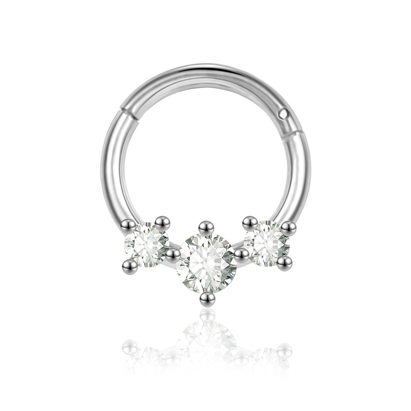 2023 New Hot Sale Zircon Nose Decoration Women's Stainless Steel Diamond Nose Ring Elegant Fashion Spinning Ring Universal Ring detail image 12