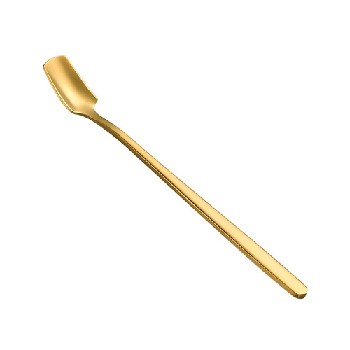 304 stainless steel square handle spoon, gold coffee stirrer, creative long handle bar ice spoon, mug gift spoon
