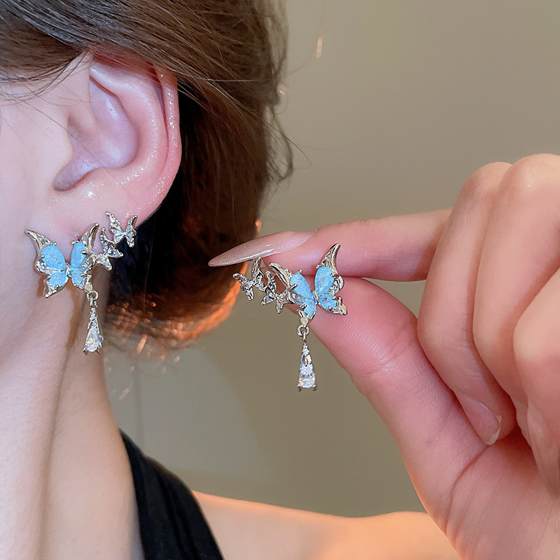 Pendientes de perlas de flor de circón de aguja de plata, pendientes de lujo de alta gama de lujo ligero exquisito, pendientes de todo fósforo blanco de moda de nicho al por mayor
