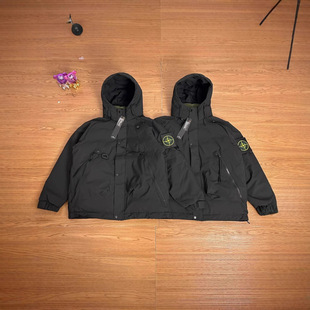 Cross-Border Supply St Stone Velcro Medal Black Gold Graphene Self-Heating Cotton Clothing Winter Pure Color Loose Jacket