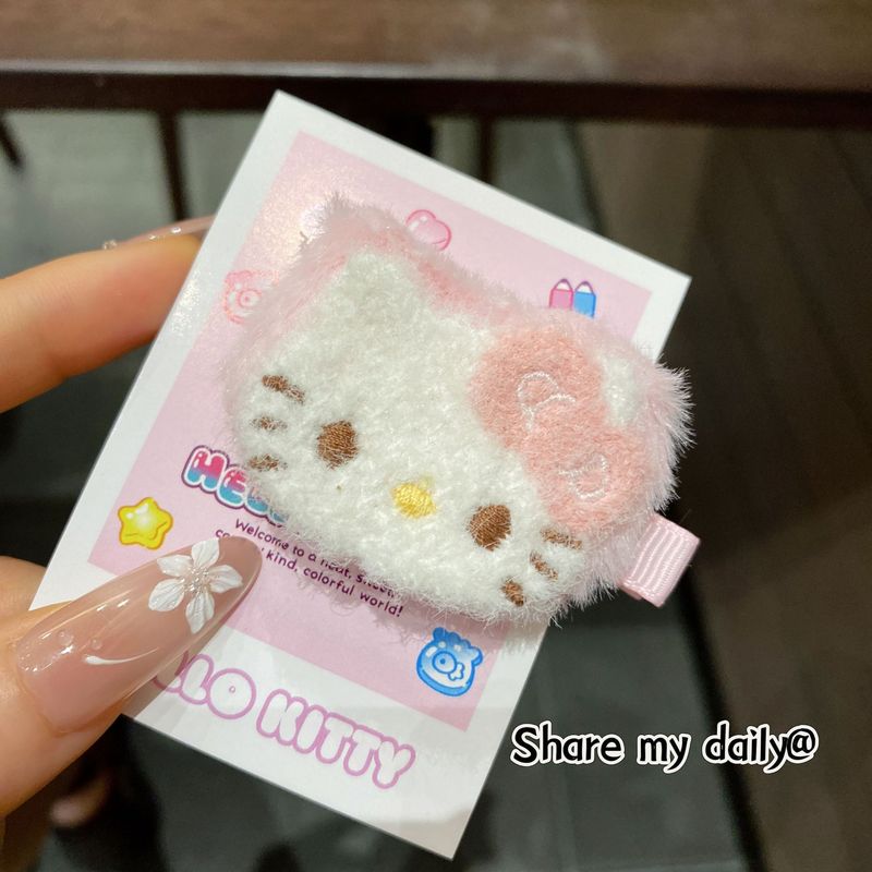 可爱卡通毛绒猫咪发夹侧边刘海夹儿童发卡碎发鸭嘴夹少女心头饰秋|undefined