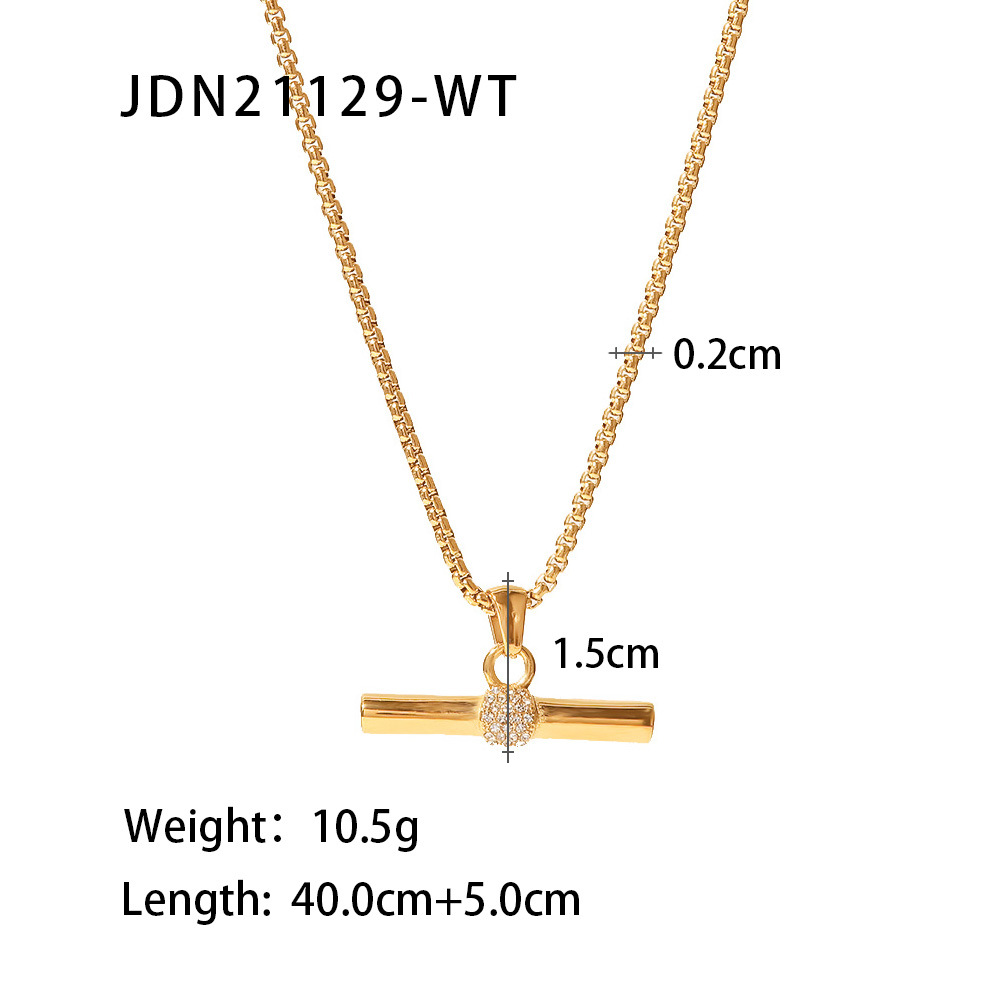 Fashion Geometric Stainless Steel Pendant Necklace Gold Plated Artificial Diamond Stainless Steel Ne