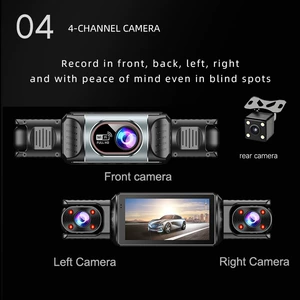 Three-lens dashcam with gravity sensor, collision lock, infrared night vision, parking monitoring, and vehicle recording device