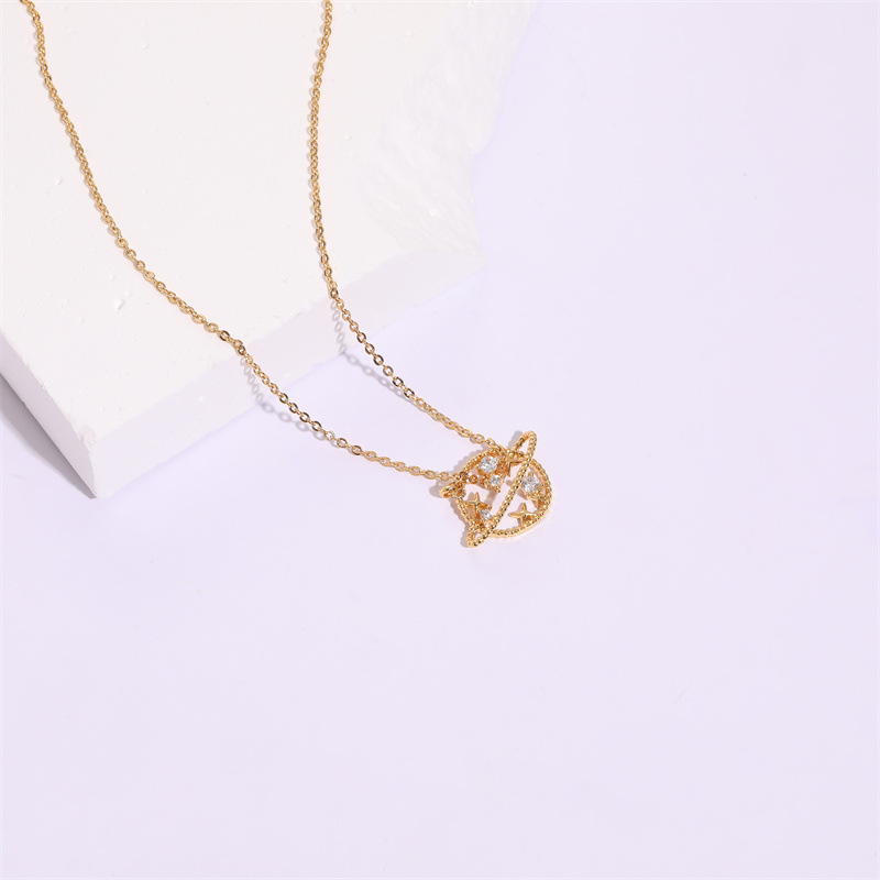 Fashion Geometric Star Copper Pendant Necklace Inlay Zircon Copper Necklaces 1 Piece