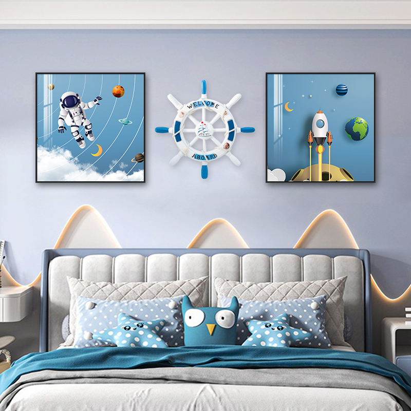 Children's Room Decoration Painting Boy's Room Hanging Painting Teenager Boy's Bedroom Bedside Background Wall Painting Astronaut Painting