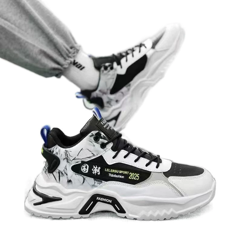 Breathable footwear, high sports shoes platform for leisure, autumn, trend of season, for teenagers