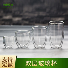 生产定制蛋形双层玻璃水杯 透明高硼硅饮料杯 加厚隔热双层杯
