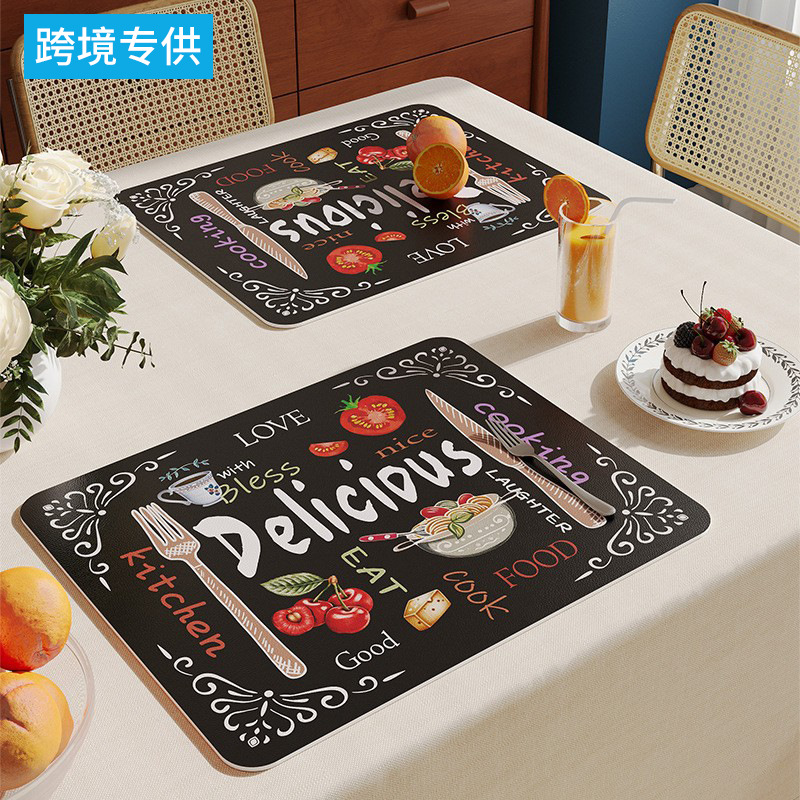 Cross-border Western-style table mat, high-quality leather feel, light luxury, heat-insulating dining table mat, retro dining table mat, tablecloth, Insta bowl and plate mat