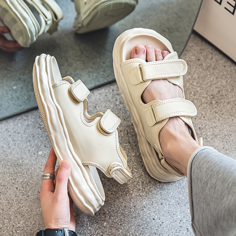 2025 Trendy Sandals for Men with Poop Feeling, Dissolving Soles, Non-Slip Soft Soles, Casual Thick Soles, Wear-Resistant Outer Wear Sandals for Men