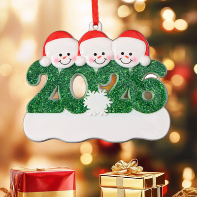 2026一家人圣诞树脂挂件DIY手写姓名圣诞节雪人圣诞树装饰|ms