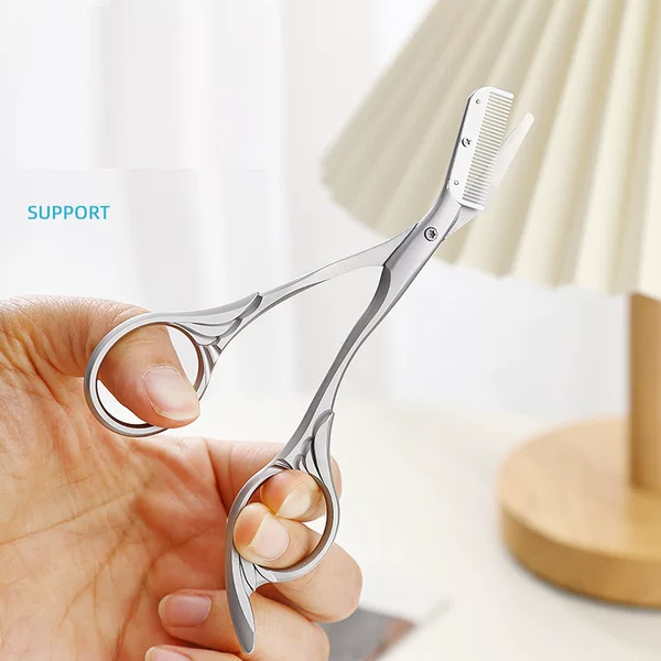In-Stock Stainless Steel Eyebrow Scissors with Comb, Makeup Scissors, Eyebrow Razors, Beauty Tools