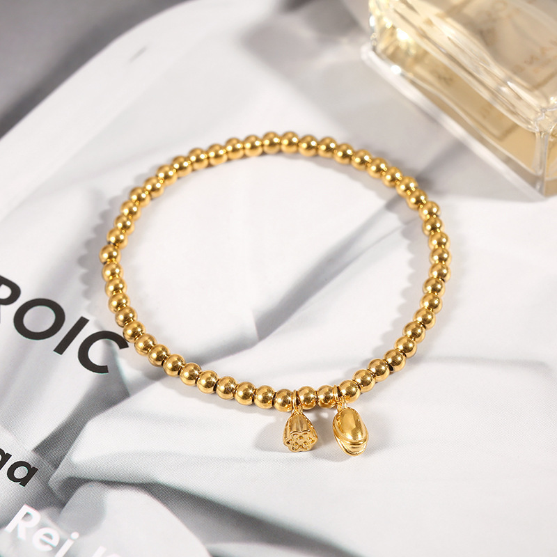 Lotus Bracelet, the Same Style as the Internet Celebrity'S, Two Generations of Joy, Traditional Lotus Elastic Bracelet, Titanium Steel Non-Fading Bead Jewelry