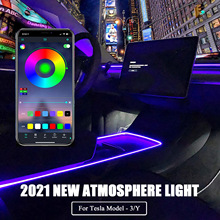 适用特斯拉model3/Y汽车氛围灯手机app控制中控水杯面板64色led气