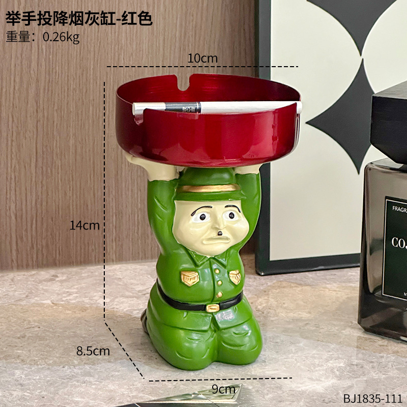创意小鬼子下跪投降烟灰缸家居客厅茶几办公室桌面防飞灰装饰摆件|undefined
