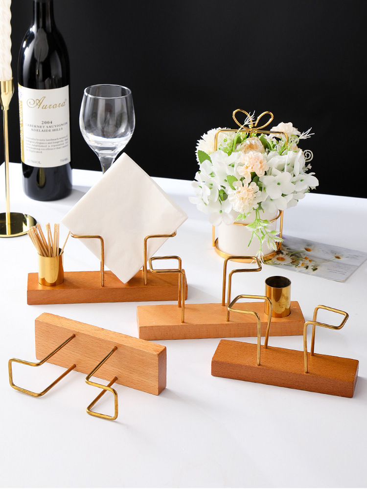 创意实木纸巾座方形架盒餐厅酒店台面纸巾架餐巾架北欧立式挂架