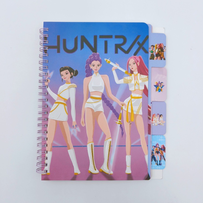 跨境K-POP猎魔女团A5分类隔页线圈本硬面彩色笔记本 学生手账本