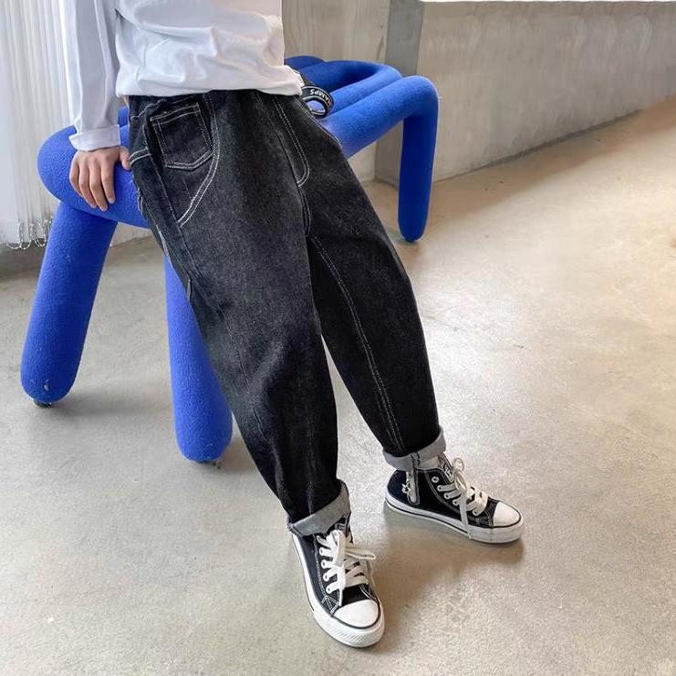 Jeans de tendencia para niños primavera y otoño nuevo vestido de otoño pantalones largos para niños pantalones de callejera fritos para niños image 6