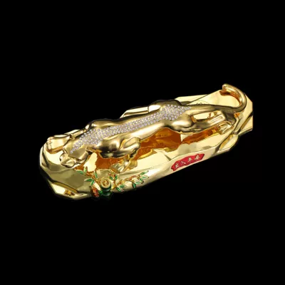 Lucky leopard car decoration large 21cm alloy Diamond-embedded leopard car perfume seat decoration (Car ornaments) - 21cm-alloy-base-diamond-leopard