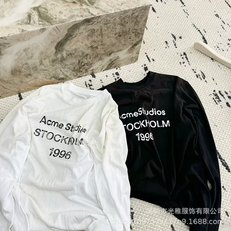 小众经典款磨破喷绘 白鹿同款1996复古长袖T恤文艺宽松潮流