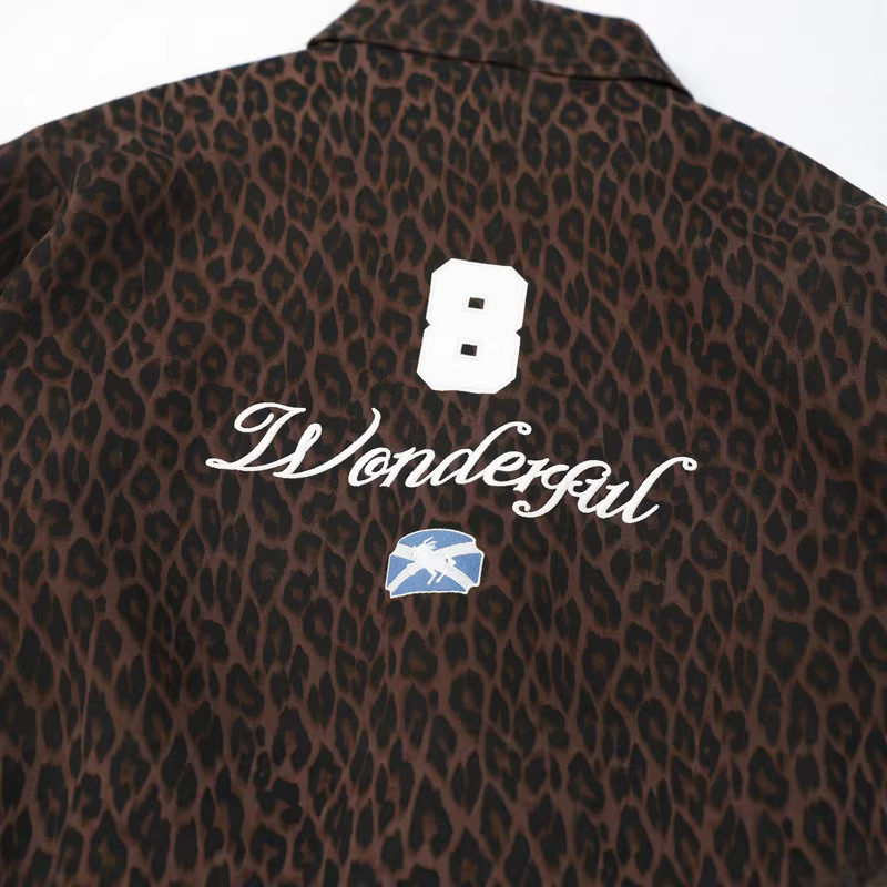 American Street Fashion Leopard Patch bordado impresión chaqueta con sombrero marca de moda suelta cardigan boxy chaqueta hombre y mujer