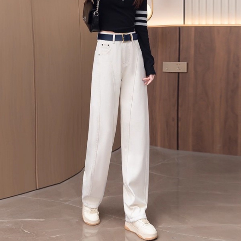 黄色弯刀牛仔裤女款秋季2025新款高腰宽松垂感高品质香蕉镰刀裤子|undefined