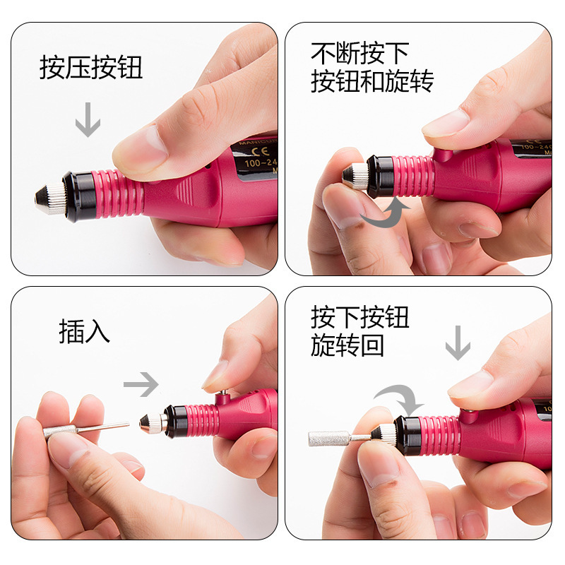 Lijadora de uñas tipo bolígrafo mini herramienta de uñas enchufable pulido de uñas fábrica de lijadora de uñas portátil al por mayor