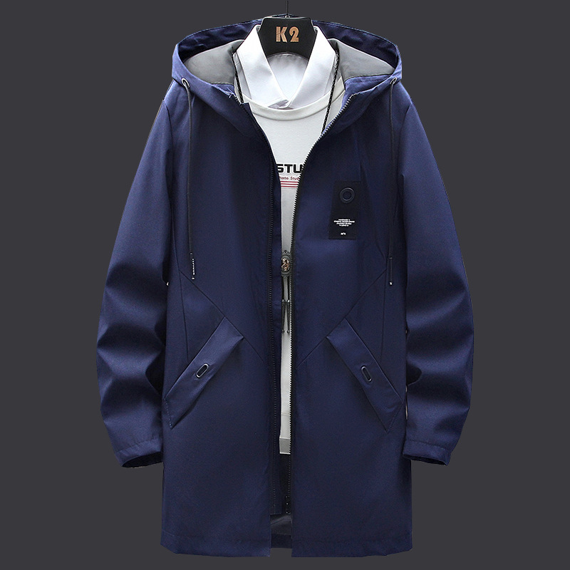 Coupe-vent printemps et automne 2024 Veste mi-longue ample coréenne pour hommes, manteau décontracté tendance_voghion.com