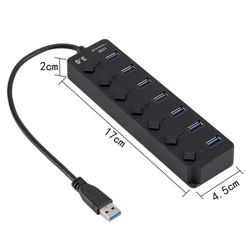 USB 3.0 хаб 4 порта с кнопочным переключателем, USB3.0 один на четыре, измерительный