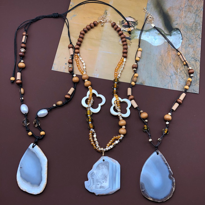 AliExpress Grey Agate Stone Pendant Neck...