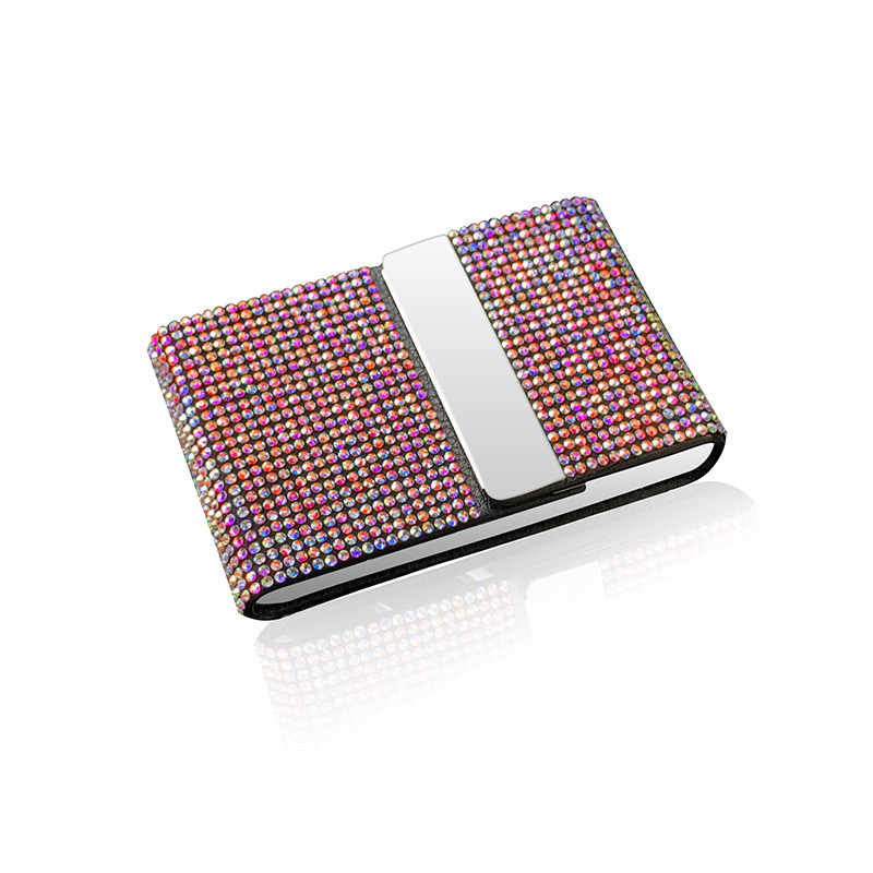 Caja de tarjetas de visita con tapa para coche con diamantes calientes transfronterizos, tarjetero para coche, tarjetero de acero inoxidable, tarjetero con tapa de diamante