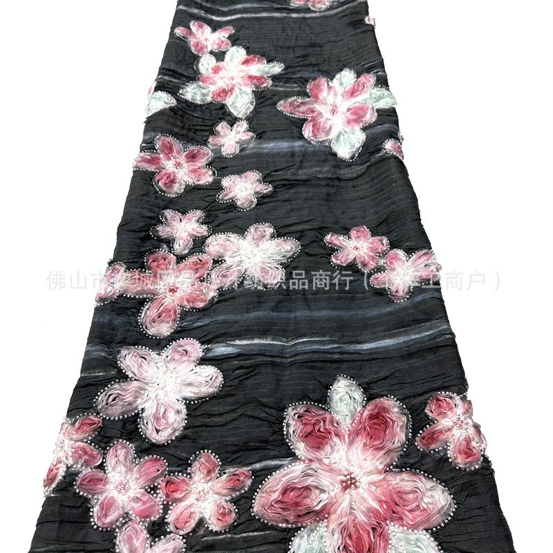 Fábrica directa bandeja bordada alta moda vestido vestido tela al por mayor transfronteriza en stock