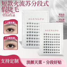 阿更婆短款火流苏分段单簇假睫毛超自然仿真中心柱加粗兔系网红