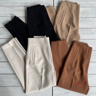 23 Autumn New High waist pants pleated slim fit suit pants OL Workplace slimming drape casual suit pants simple trousers