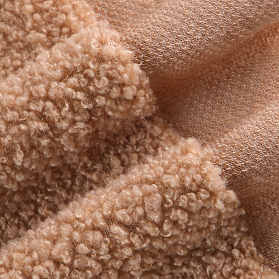Polyester Weft Knitted Teddy Fleece Plain Granular Lamb Fleece Autumn and Winter Clothing Plush Toy Knitted Fabric