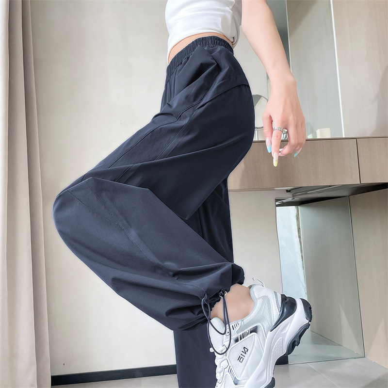 Quick-drying Wide-leg Sports Pants Women's 2025 Summer Thin Sports Mountaineering Pants Sunscreen Workwear Straight Casual Pants