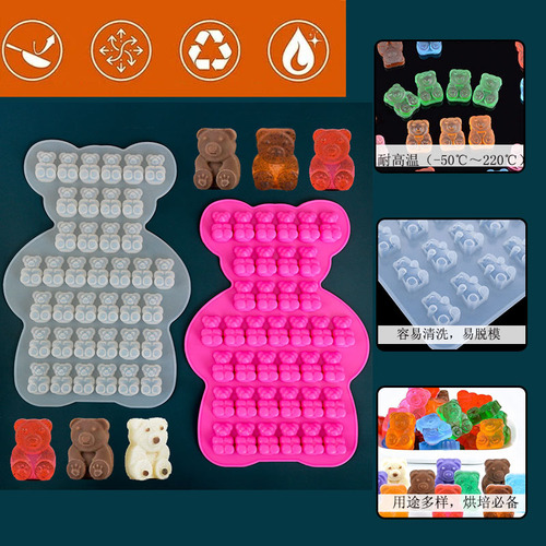 Proud diy mirrored gummy bears crystal drip silicone mold baking cake dessert bear shaped ice cubes