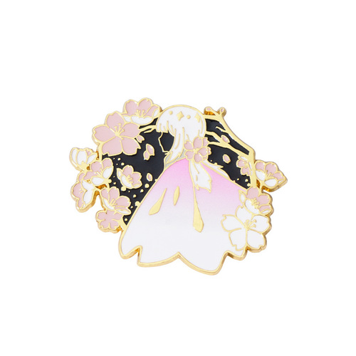Fan animation peripheral light encounters wizard sacred twins allure cherry blossom girl zinc alloy epoxy brooch badge