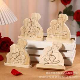 跨境个性化木质书桌装饰品家庭情侣拼图装饰个性化摆件装饰