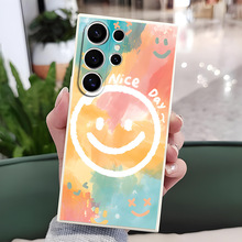 跨境爆款可爱笑脸适用三星S24防摔S25磨砂硅胶S23软壳男女保护套