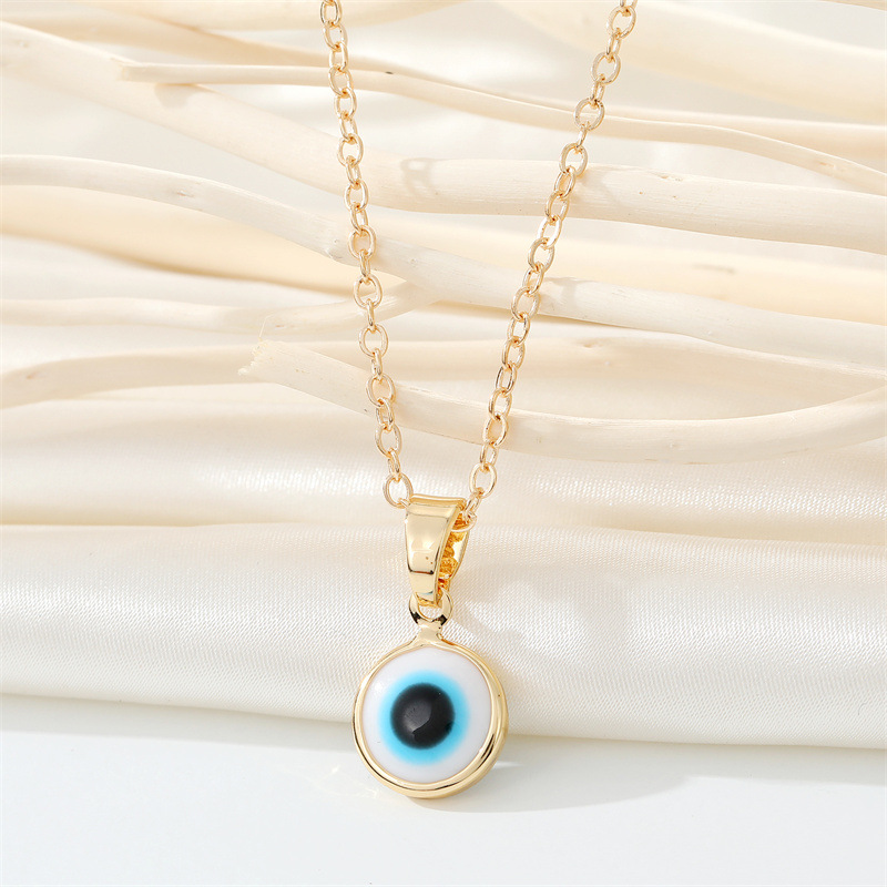 Retro simple color resin Turkish eye necklace demon eye pendant necklace