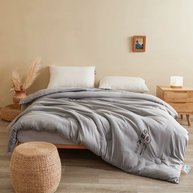 Japanese-Style Thickened Soybean Fiber Cotton Quilt, Air-Conditioning Warm Quilt, Single/Double Universal for Student Dormitory, Suitable for All Seasons, Fluffy